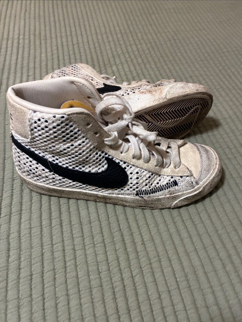 Nike White and Black Kids High-Top Sneakers